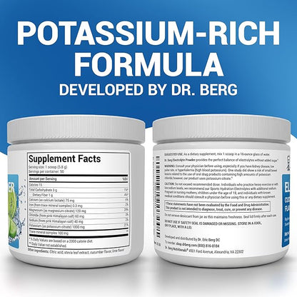 Dr. Berg Zero Sugar Hydration Keto Electrolyte Powder - Enhanced w/ 1000 mg of Potassium & Real Pink Himalayan Salt (NOT Table Salt) - Cucumber Lime Flavor Hydration Drink Mix Supplement - 50 Servings
