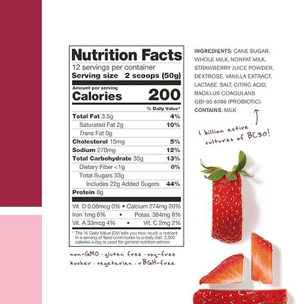 SKRATCH LABS Recovery- Sport Drink Mix | Complete Milk Protein with Carbs, Electrolytes, and Probiotics | Post Workout Powder | Strawberries + Cream