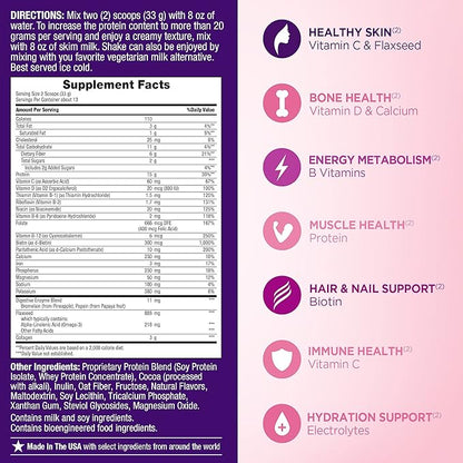 Nature's Bounty Complete Protein & Vitamin Shake Mix with Collagen & Fiber, Contains Vitamin C for Immune Health, Decadent Chocolate Flavored, 1 lb