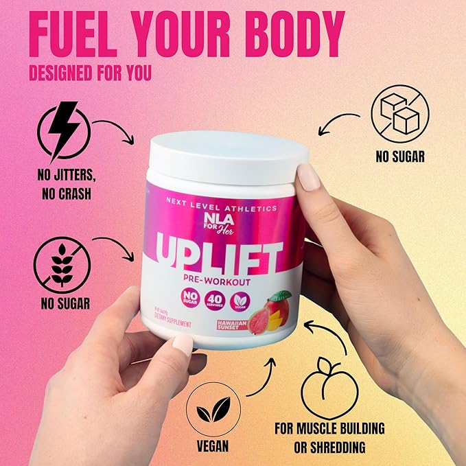 Uplift Pre-Workout for Women (30 Servings) -Hawaiian Sunset -Provides Clean/Sustained Energy, Supports Athletic Performance, Fast Twitch Muscle Fiber Activation Endurance (Caffeine, Vegan, GF, 15 Cal)