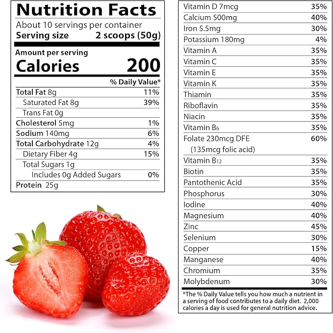 NaturalSlim Metabolic Whey Protein Powder Strawberry – Low Carb, Meal Replacement Shake w/Vitamins, Minerals & Amino Acid L-Glutamine | Great Taste And Very Filling Protein Shake, 10 Servings, 17.6oz