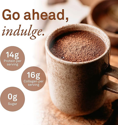 Organika Chocolate Enhanced Collagen - Grass-Fed Collagen with Real Cocoa, Sugar-Free, Type I and III, for Healthy Hair, Skin, Nails, Joints - 17.78 oz