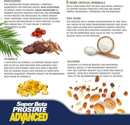 Super Beta Prostate Advanced Chewables - Prostate Support Supplement for Men's Health (180 Chews, 3-Pack)