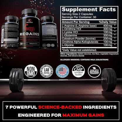 HGH Supplements for Men & Women - Regains Natural Anabolic Muscle Growth Building & Human Growth Hormone for Men, Muscle Builder for Men, Muscle Recovery Post Workout Supplement, 100 Protein Pills