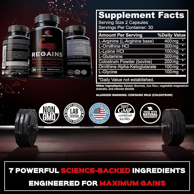 HGH Supplements for Men & Women - Regains Natural Anabolic Muscle Growth Building GH & Human Growth Hormone for Men, Muscle Builder for Men, Muscle Recovery Post Workout Supplement, 60 Protein Pills