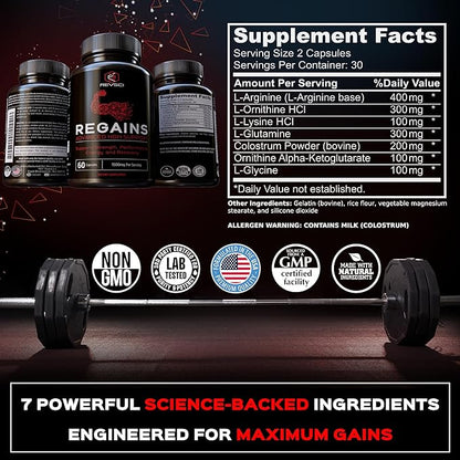 HGH Supplements for Men & Women - Regains Natural Anabolic Muscle Growth Building GH & Human Growth Hormone for Men, Muscle Builder for Men, Muscle Recovery Post Workout Supplement, 60 Protein Pills