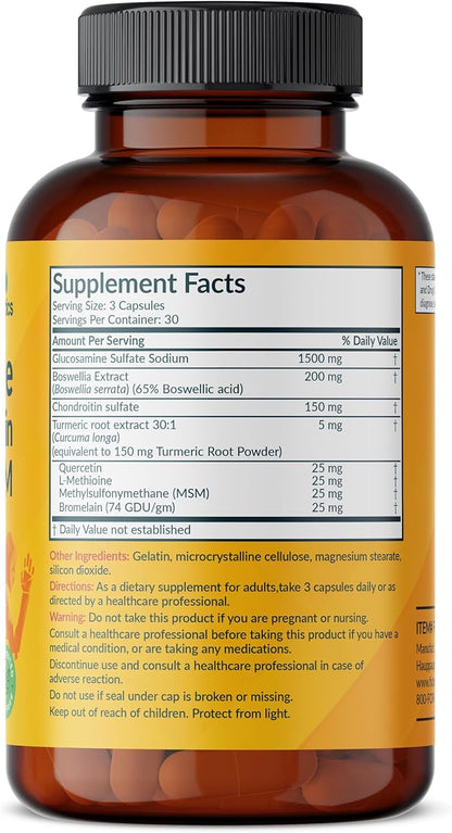 Futurebiotics Glucosamine Chondroitin Turmeric & MSM Advanced Joint Formula, Supports Healthy Joints & Mobility - Non-GMO, 90 Capsules