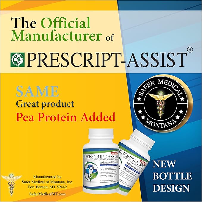 Prebiotics & Probiotics for Digestive & Immune Health with Pea Protein Advanced - Plant-Based 28 Strains Soil Microflora - Vegan, Supports Muscle Recovery & Gut Health, 60 Capsules by Prescript Assist