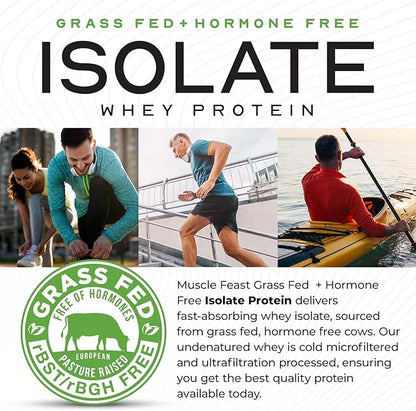 Muscle Feast Grass-Fed Whey Protein Isolate, All Natural Hormone Free Pasture Raised, Chocolate, 5lb