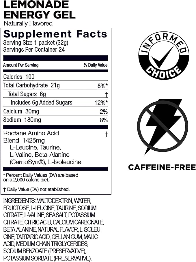 GU Energy Roctane Ultra Endurance Energy Gel, Vegan, Gluten-Free, Kosher, and Dairy-Free On-The-Go Sports Nutrition for Running, Biking, Hiking or Skiing, 24-Count, Lemonade