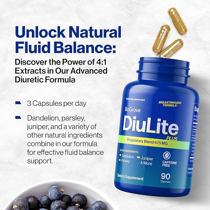 Water Pills for Swollen Feet & Legs (Easy-to-Swallow) Reduces Water Retention, Puffiness Without Side Effects - Top Value & Quality for Water Weight Loss - Diulite Will Have a Fast Effect on Your Body