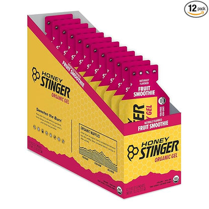 Honey Stinger Organic Fruit Smoothie Energy Gel | Gluten Free & Caffeine Free | for Exercise, Running and Performance | Sports Nutrition for Home & Gym, Pre and Mid Workout | 12 Pack, 13.2 Ounce