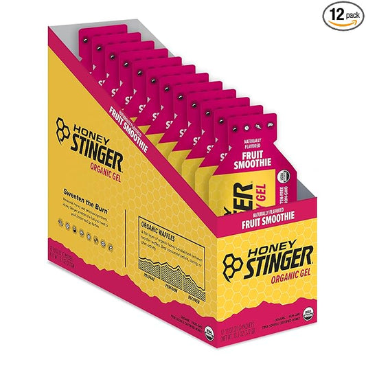 Honey Stinger Organic Fruit Smoothie Energy Gel | Gluten Free & Caffeine Free | for Exercise, Running and Performance | Sports Nutrition for Home & Gym, Pre and Mid Workout | 12 Pack, 13.2 Ounce