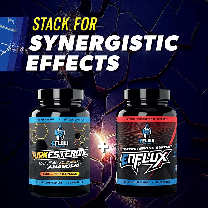 eFlow Nutrition Turkesterone Supplement for Men [Highest Purity] + Cyclodextrin for High Absorption - Increase Stamina, Lean Muscle Growth & Recovery, Boosts Drive - 3rd Party Tested (60 Capsules)