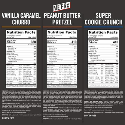 MET-Rx Big 100 Colossal Protein Bars, Healthy Meal Replacement Snack, Variety Pack, 3.52 oz bars, 9 Count (Pack of 3)