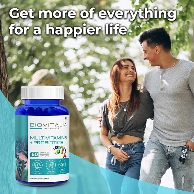 Biovitalia Multivitamins + Probiotics Dietary Supplement for Men & Women | Immunity Booster Helps Improve Digestion and Absorption of Nutrients - 60 Veg Cap