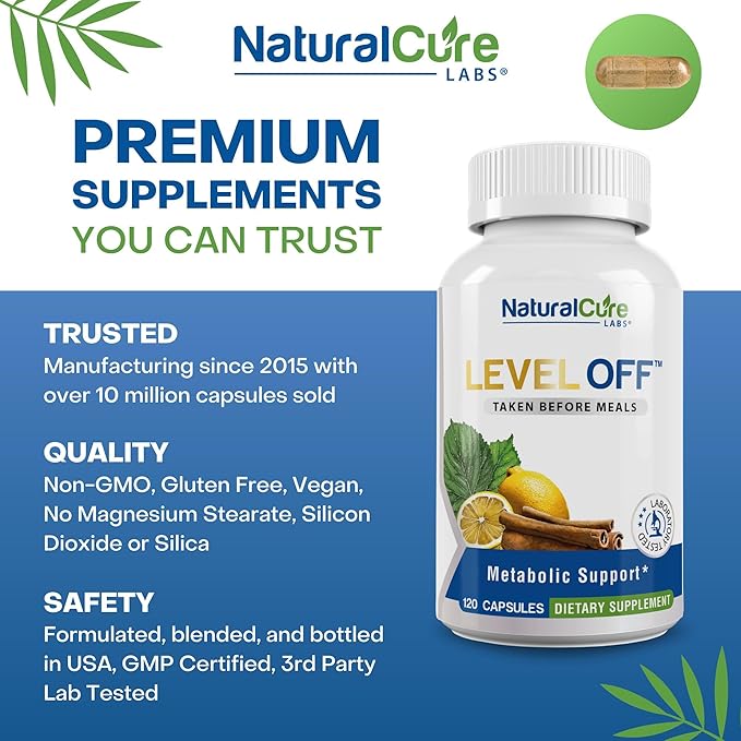 Level Off - Spike Curb Supplement 120 Capsules 60 Servings Vegan, Non-GMO, Gluten Free