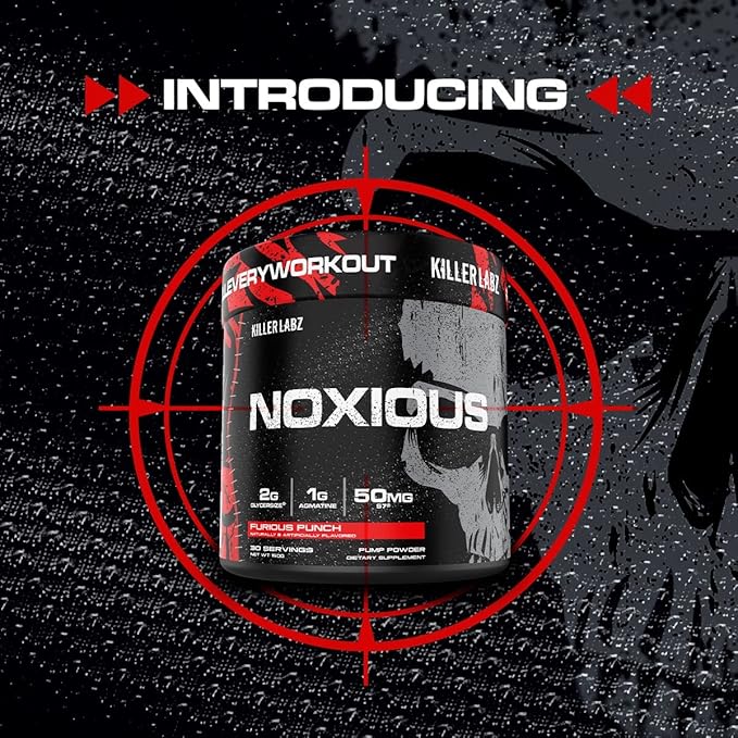 Noxious Extreme Nitric Oxide Booster Pump Pre-Workout Powder | Endurance and Muscle Building | 30 Servings (America Pop)