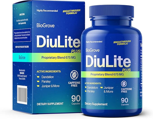 Water Pills for Swollen Feet & Legs (Easy-to-Swallow) Reduces Water Retention, Puffiness Without Side Effects - Top Value & Quality for Water Weight Loss - Diulite Will Have a Fast Effect on Your Body