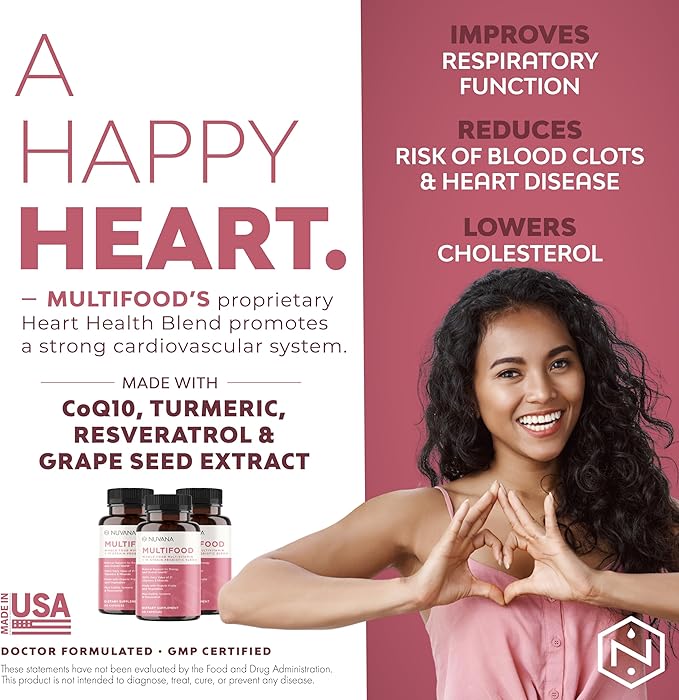 Multifood Whole Food Multivitamin for Women | 21 Organic Fruits & Vegtables | Tumeric Boosts Energy, Supports Gut & Immune Health | Prebiotics & Probiotics | 60 Capsules