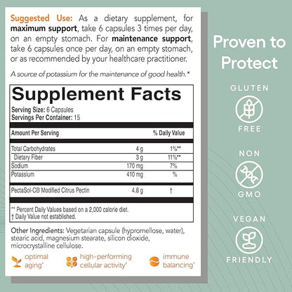 PectaSol Modified Citrus Pectin – 90 Capsules – Total-Body Health Supplement to Support the Heart, Immune System, Inflammation Response & Healthy Aging + Maintain Healthy Galectin-3 Levels
