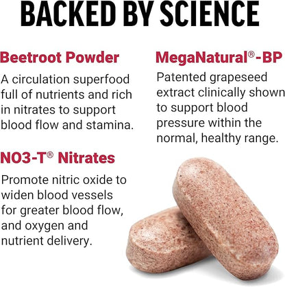 Force Factor Total Beets Blood Pressure Support with Grape Seed Extract and Non GMO Beet Root Powder for Heart Health, Circulation, & Blood Flow, 120 Count