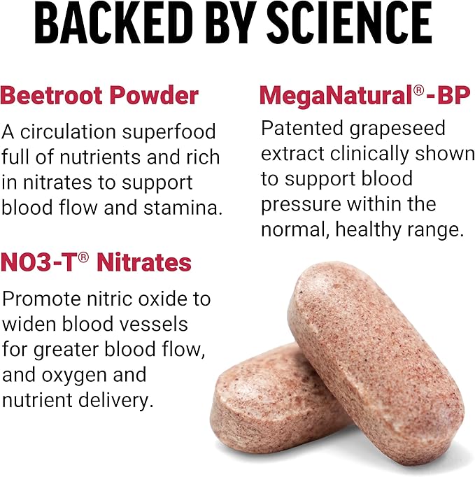 Force Factor Total Beets Nitric Oxide Supplement with Beet Root Powder, Nitrates, Grapeseed Extract for Circulation, Cardiovascular, Heart Health, 240 Tablets, 2 Pack