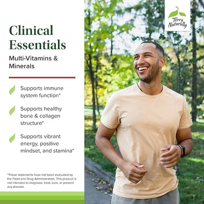 Terry Naturally Clinical Essentials - 60 Tablets - Multivitamin & Mineral Supplement with 30 Premium Nutrients, Gentle On The Stomach, No Vitamin Aftertaste - Non-GMO, Gluten-Free - 30 Servings