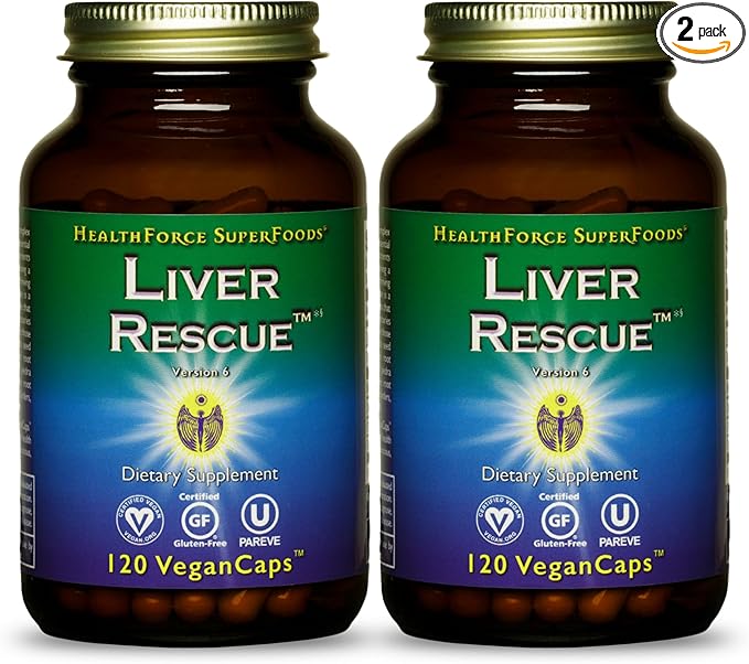 HealthForce SuperFoods Liver Rescue - Natural Liver Cleanse - Liver Health Formula with Milk Thistle & Dandelion Root - Gluten-Free & Vegan - 120 Capsules (Pack of 2)