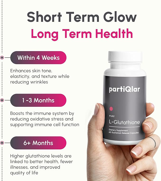 Pure L-Glutathione 500mg – L-Glutathione Supplement for Skin Whitening, Antioxidant Support & Detox – 2-Month Supply for Healthy Skin & Immune Boost - 60 Capsules