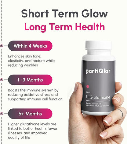 Pure L-Glutathione 500mg – L-Glutathione Supplement for Skin Whitening, Antioxidant Support & Detox – 2-Month Supply for Healthy Skin & Immune Boost - 60 Capsules