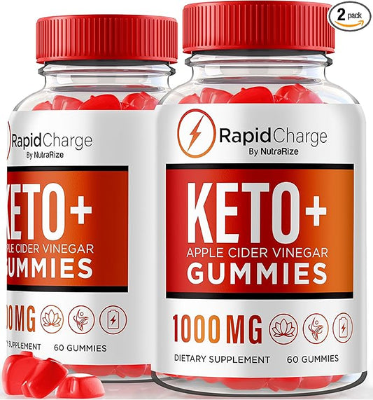 (2 Pack) Rapid Charge Keto ACV Gummies, Premium Rapid Charge Keto + ACV Gummies to Support Overall Health, All Natural Apple Cider Vinegar, Keto Plus ACV Gummy Formula, Gomitas Review (120 Gummies)