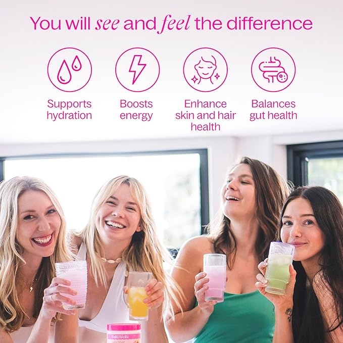 Daily Fiber Supplement Powder with Collagen, Probiotics & Electrolytes | Supports Digestive Health, Gut Balance & Debloating | Tropical Breeze | 16 Servings