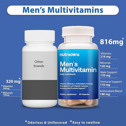 Multivitamin for Men - Daily Mens Multivitamins & Multiminerals Supplement for Vitality, Focus, & Performance, Mens Multi Vitamins A, C, D, E & B12, Zinc, Calcium, Magnesium & More Pack of 1