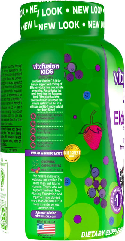Vitafusion Kids Elderberry Gummy Vitamins, Delicious Immune Support Gummies for Kids, 60Ct