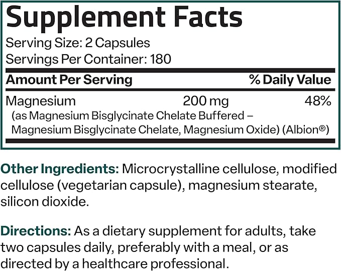 Bronson Magnesium Glycinate 200 MG per Serving Chelated for High Absorption, Gentle On Stomach, Non-GMO, 360 Vegetarian Capsules