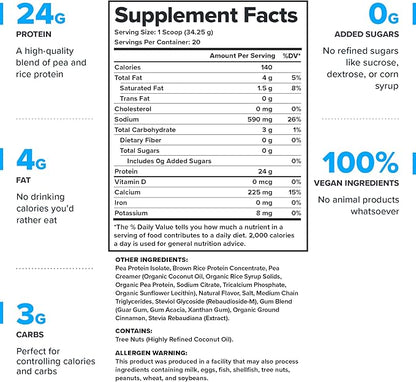 LEGION Plant+ Vegan Protein Powder - Rice and Pea, Plant Based Protein Blend. Gluten Free, GMO Free, Naturally Sweetened and Flavored, 20 Servings, 2 Lbs (Apple Pie)