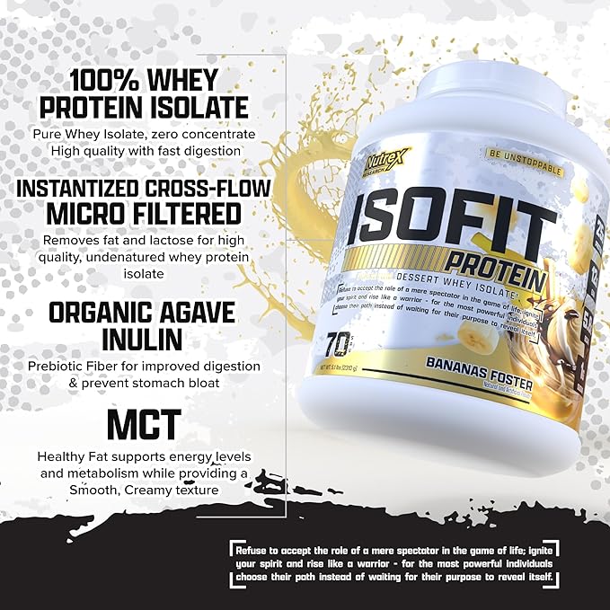 Nutrex Research IsoFit Whey Protein Powder Instantized 100% Whey Protein Isolate (70 Servings, Cookies & Cream)