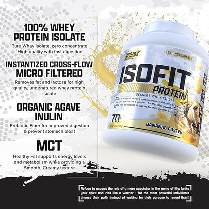 Nutrex Research IsoFit Whey Protein Powder Instantized 100% Whey Protein Isolate (70 Servings, Cookies & Cream)