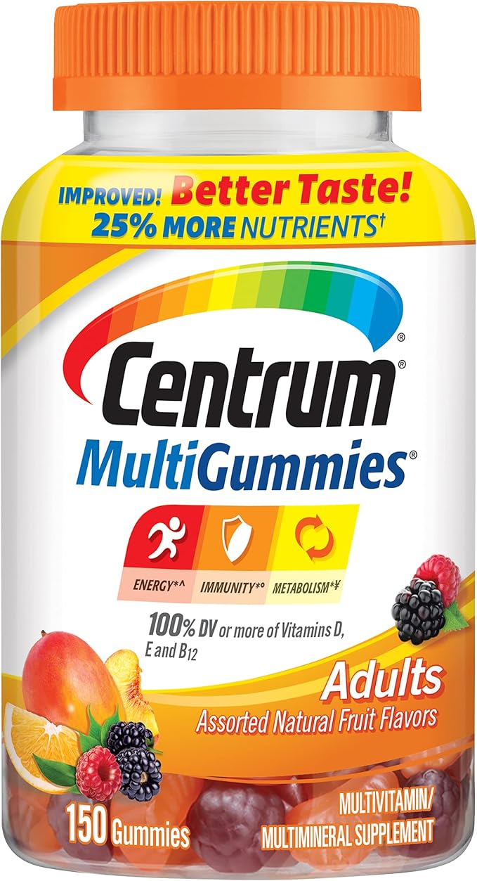Centrum MultiGummies Gummy Multivitamin for Adults, with Vitamins D, B and E, Assorted Flavor, Fruit, 150 Count