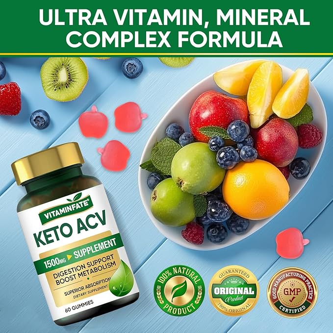 Keto ACV Gummies Advanced 1500 mg - 120 Gummies Keto Apple Cider Vinegar Gummies Supports Metabolism, Energy & Immune Support Balance for Men & Women