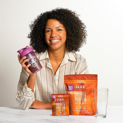 Click Coffee Protein Powder | Double Shot Espresso | 16g Protein | 23 Essential Vitamins | Low Calorie Meal Replacement | 150mg Caffeine | Gluten Free | No Artificial Flavors or Colors | Caramel