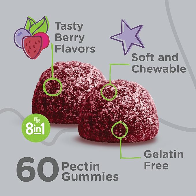 Kids Multivitamin Gummies with Probiotics - 8-1 Kids Vitamins for Immune Health Support with Vitamin C, D3, B12, B6, Zinc, Elderberry, Selenium - Vegetarian - Chewable Tasty Berry Flavored Gummy