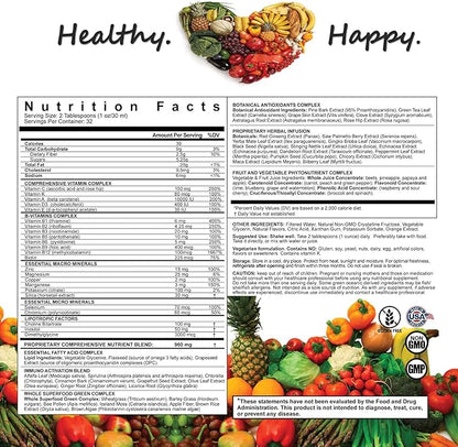 LiquiVive Liquid Vitamins Mega Nutrition | Vegetarian Daily Multivitamin Balance Immune Support Booster Superfood of Nature | Vitamin C D3 A B12 E K | 99.9% Vegan Non-GMO Gluten Free 32 fl oz