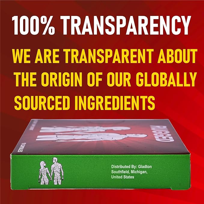 Rugged Male Enhancing Supplement for Men. Fast Acting Male Libido Booster for Men With 10 Potent Ingredients - Tongkat Ali + 9 More for Blood Flow, Energy, Stamina, Endurance, Performance 10 Capsules