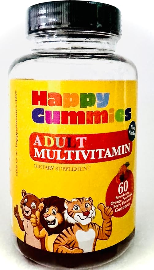 Adults Multivitamins, 60 Strawberry, Orange, Peach, Berry Flavored Gummies