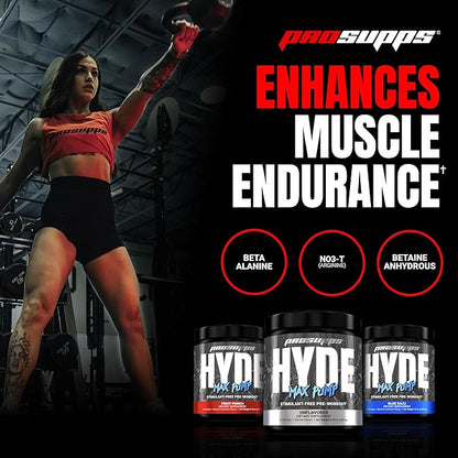 PROSUPPS Hyde Max Pump Pre Workout for Men and Women - Nitric Oxide Supplement for Pump and Endurance - Stimulant Free Pre Workout to Promote Blood Flow and Muscle Strength (Unflavored, 20 Servings)