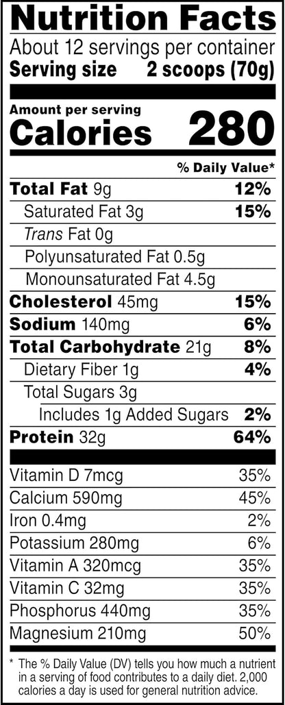 Muscle Milk Genuine Protein Powder, Strawberries ‘N Crème, 1.93 Pounds, 12 Servings, 32g Protein, 3g Sugar, Calcium, Vitamins A, C & D, NSF Certified for Sport, Energizing Snack, Packaging May Vary