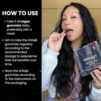 Pure Himalayan Shilajit Resin Potency Gummies Supplement for Men & Women | 1000mg Sugar Free 85+ Trace Minerals | Immumity, Energy, Vitality & Brain | Natural Raspberry Flavor (60 Count)