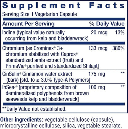 Life Extension CinSulin® with InSea2® and Crominex® 3+, shilajit, amla Fruit, Cinnamon, Brown Seaweed, Supports Healthy Metabolism and Satiety, Gluten-Free, Non-GMO, Vegetarian, 90 Capsules